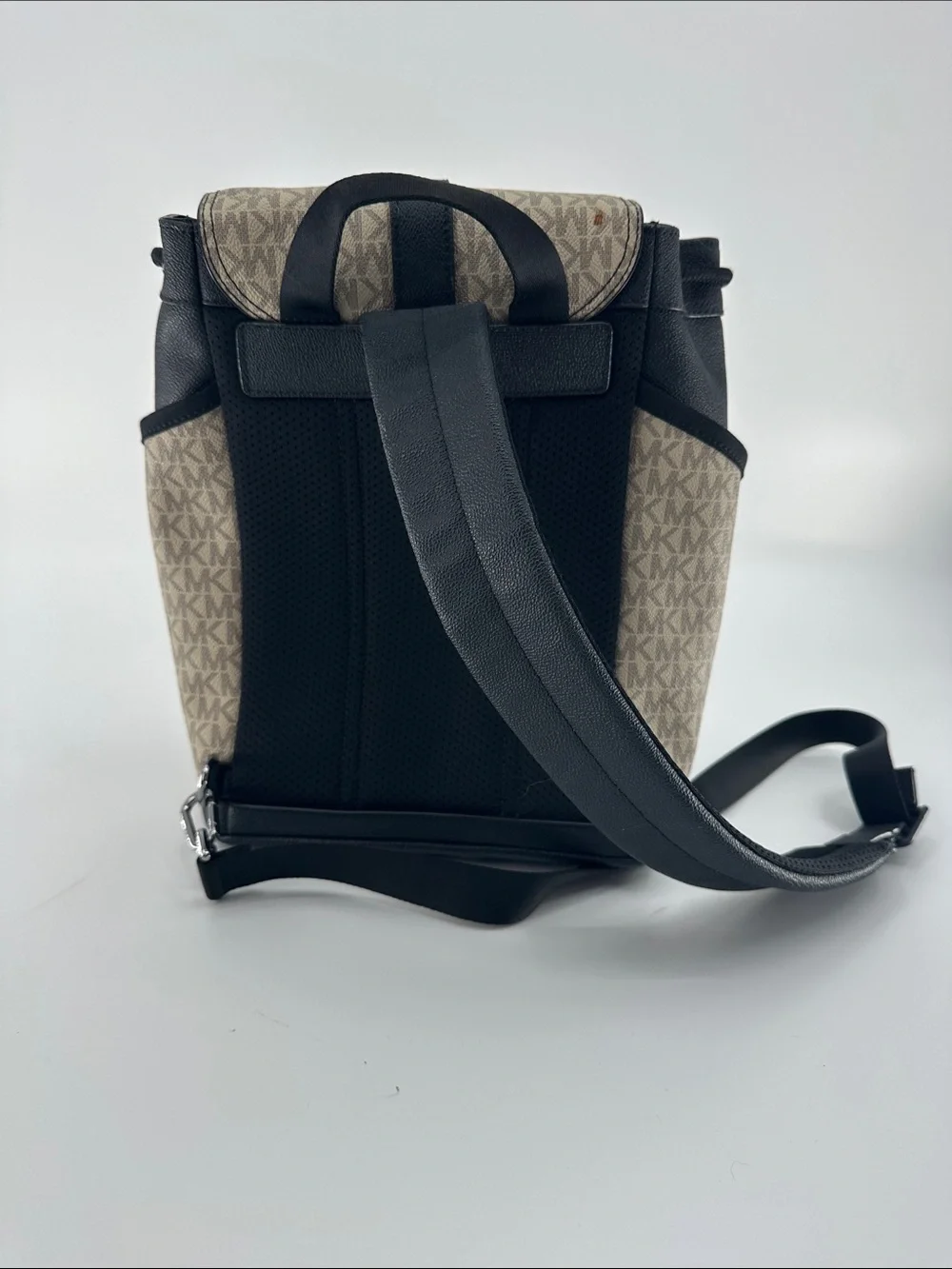 Michael Kors Men's Beige and Black Signature MK Backpack